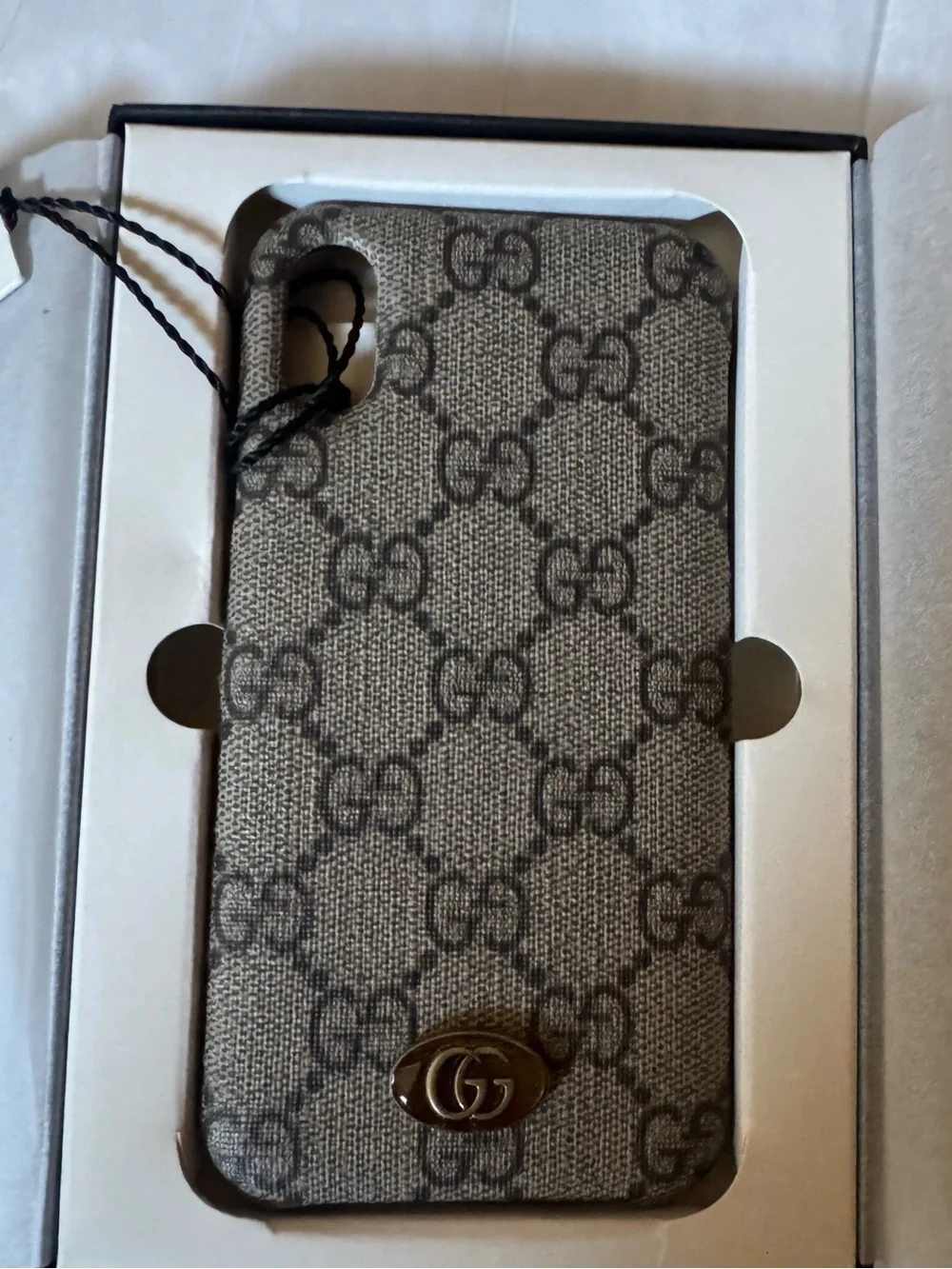 NIB Gucci Ophidia GG Monogram Case for iPhone X/XS Tessuto Beige
